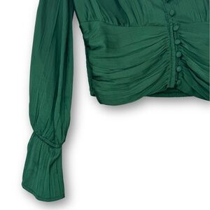 Anthropologie Emerald Green Blouse with Flutter Sleeve